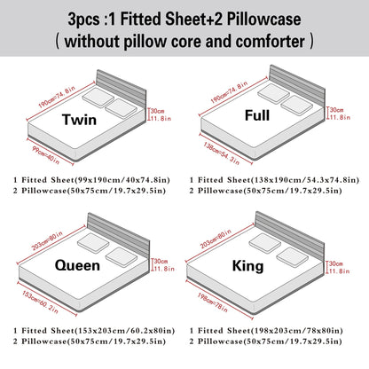 Skanto | 3-Piece Satin Fitted Sheet Set – Includes 1 Fitted Sheet and 2 Pillowcases (No Inserts) – Soft, Comfortable, and Breathable Bedding, Solid Color Mattress Topper for Bedroom and Guest Room