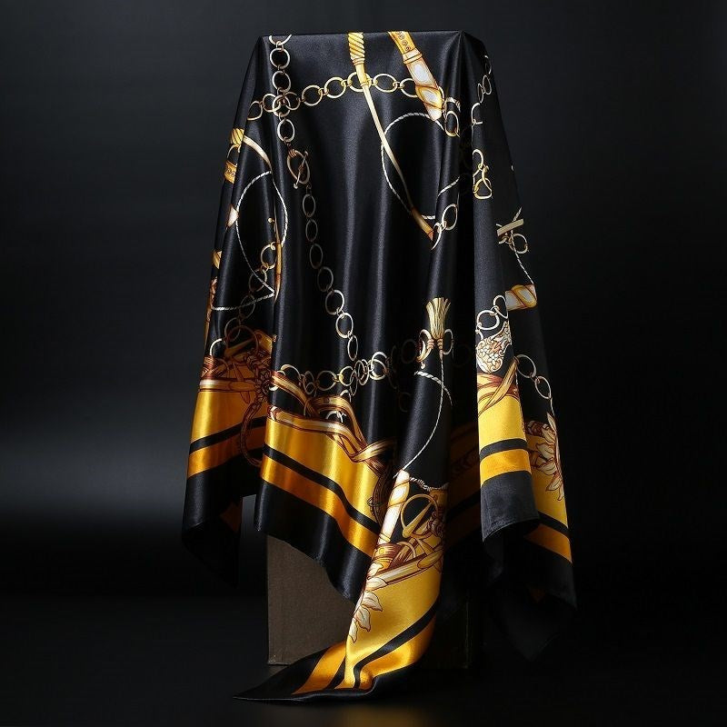 Skanto Skanto | Large Square Scarf Simulated Silk Scarf Versatile Scarf Scarf