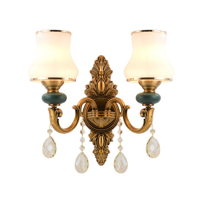 BowLift | Vase White Glass Wall Mount Light Nordic Living Room 1/2 Heads Brass Wall Lamp