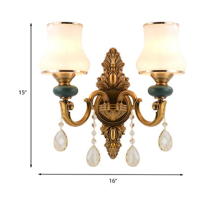 BowLift | Vase White Glass Wall Mount Light Nordic Living Room 1/2 Heads Brass Wall Lamp
