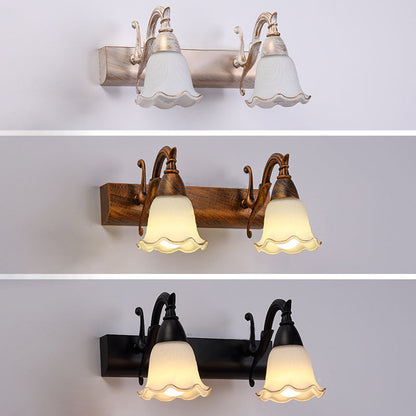 2-Light American Waterproof Bathroom Lamp above Mirror with White Glass Shade | Karnz