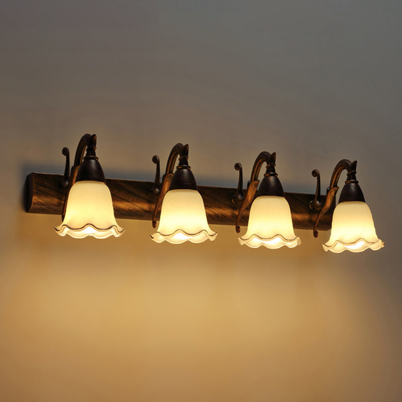 2-Light American Waterproof Bathroom Lamp above Mirror with White Glass Shade | Karnz