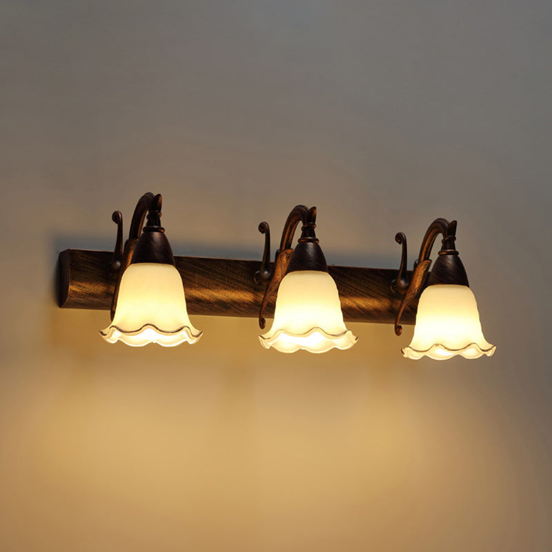 2-Light American Waterproof Bathroom Lamp above Mirror with White Glass Shade | Karnz
