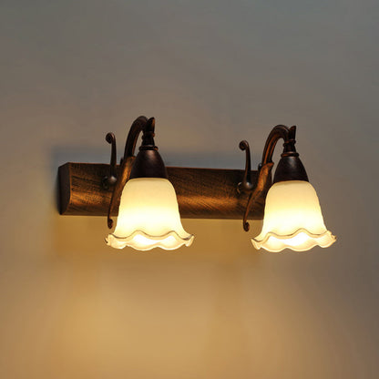 2-Light American Waterproof Bathroom Lamp above Mirror with White Glass Shade | Karnz