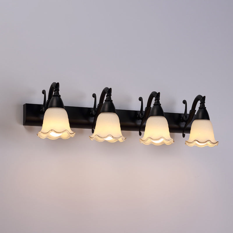 2-Light American Waterproof Bathroom Lamp above Mirror with White Glass Shade | Karnz