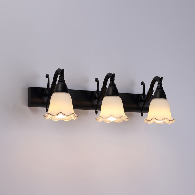 2-Light American Waterproof Bathroom Lamp above Mirror with White Glass Shade | Karnz