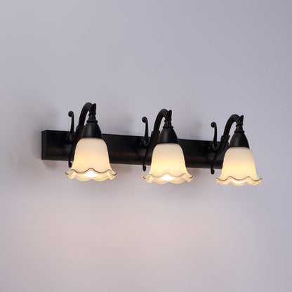 2-Light American Waterproof Bathroom Lamp above Mirror with White Glass Shade | Karnz