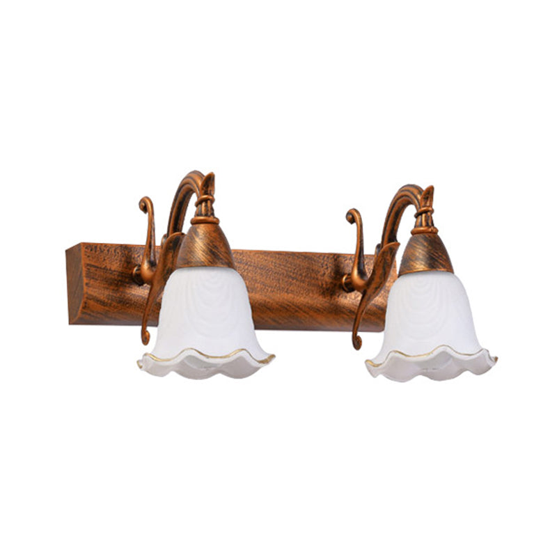2-Light American Waterproof Bathroom Lamp above Mirror with White Glass Shade | Karnz