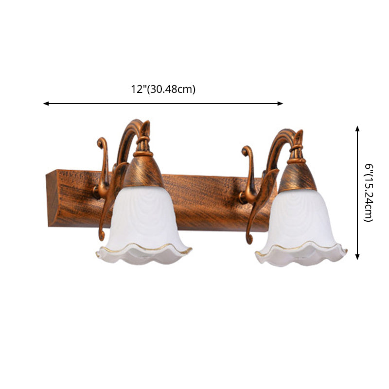 2-Light American Waterproof Bathroom Lamp above Mirror with White Glass Shade | Karnz