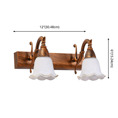 2-Light American Waterproof Bathroom Lamp above Mirror with White Glass Shade | Karnz