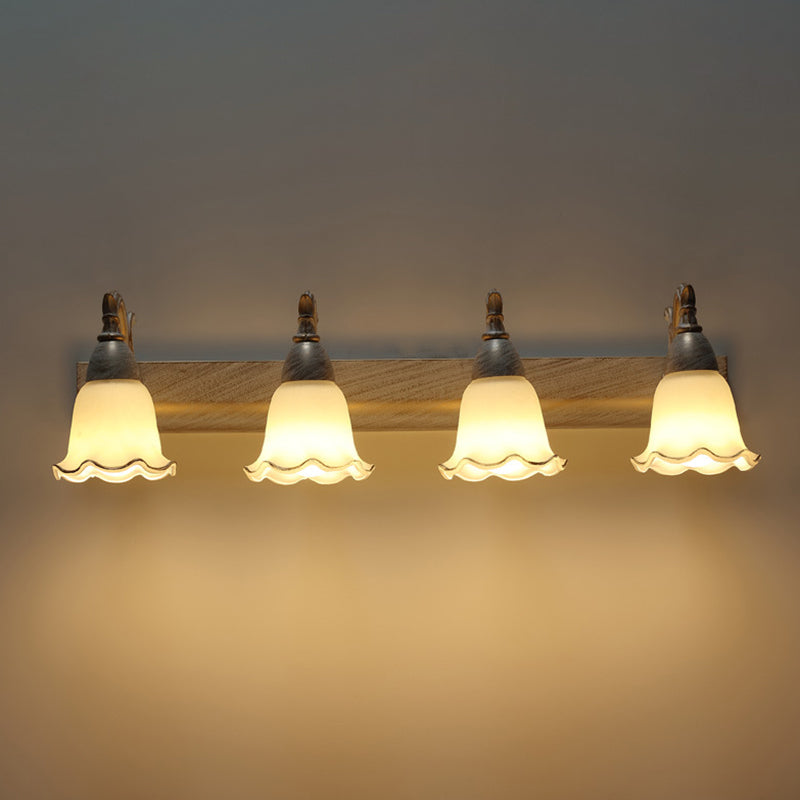 2-Light American Waterproof Bathroom Lamp above Mirror with White Glass Shade | Karnz
