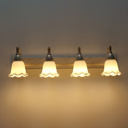 2-Light American Waterproof Bathroom Lamp above Mirror with White Glass Shade | Karnz