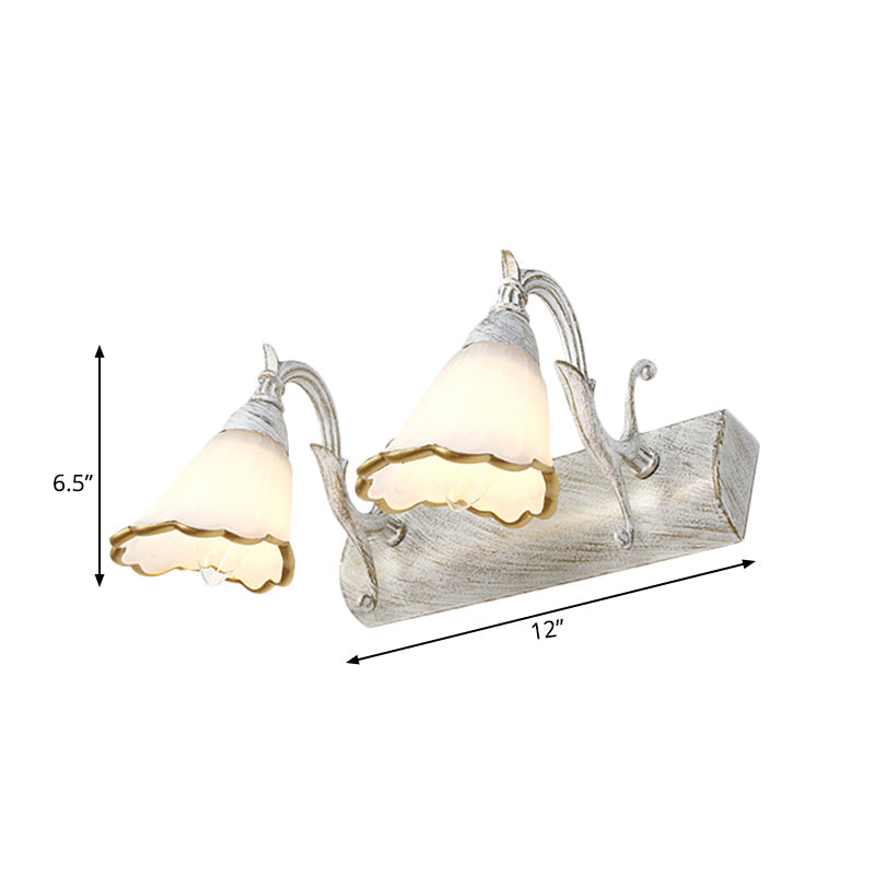 Kalsten | Flower Bath Wall Light Classic Opal Glass 2/3/4 Lights Bronze/White Make-Up Lighting