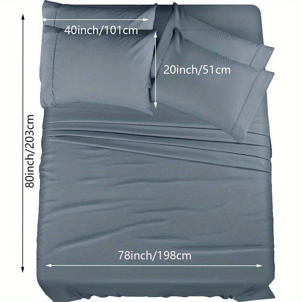 Skanto | 4/6 Pc Luxury Plush Fitted Sheet Set – Soft, Breathable, Color & Fade Resistant Bedding – Deep Pocket Flat Sheet, Fitted Sheet & 2/4 Pillowcases for Bedroom & Hotel Use