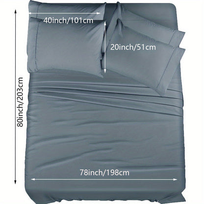 Skanto | 4/6 Pc Luxury Plush Fitted Sheet Set – Soft, Breathable, Color & Fade Resistant Bedding – Deep Pocket Flat Sheet, Fitted Sheet & 2/4 Pillowcases for Bedroom & Hotel Use
