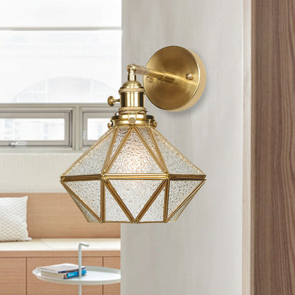Geometric/Globe/Pentagram Wall Sconce Contemporary Prismatic Glass 1 Bulb Brass Wall Mount Light Fixture | Kalsten