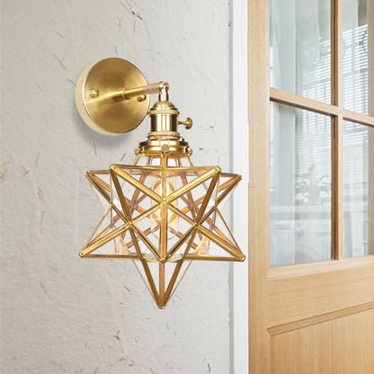 Geometric/Globe/Pentagram Wall Sconce Contemporary Prismatic Glass 1 Bulb Brass Wall Mount Light Fixture | Kalsten
