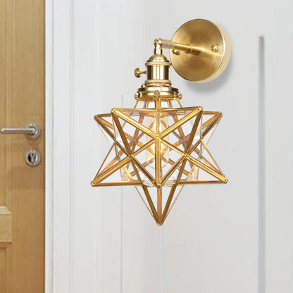 Geometric/Globe/Pentagram Wall Sconce Contemporary Prismatic Glass 1 Bulb Brass Wall Mount Light Fixture | Kalsten