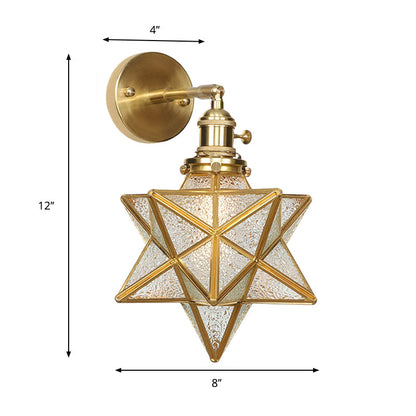 Geometric/Globe/Pentagram Wall Sconce Contemporary Prismatic Glass 1 Bulb Brass Wall Mount Light Fixture | Kalsten