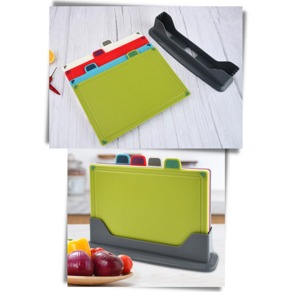 Set of 4 Cutting Boards with Holder