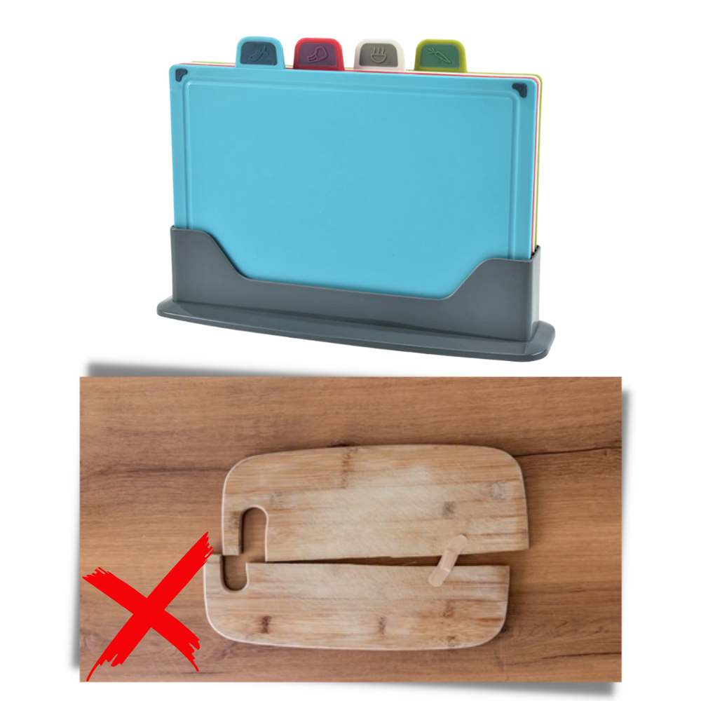 Set of 4 Cutting Boards with Holder