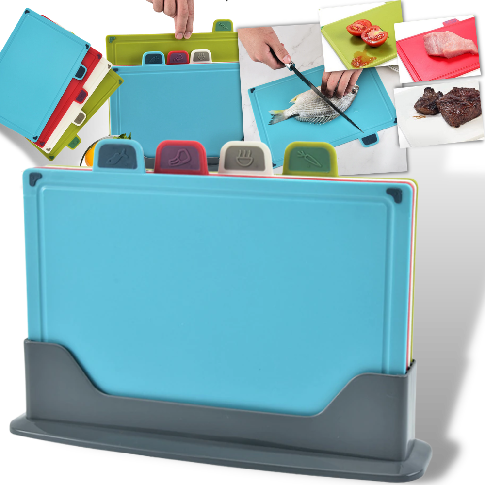 Set of 4 Cutting Boards with Holder
