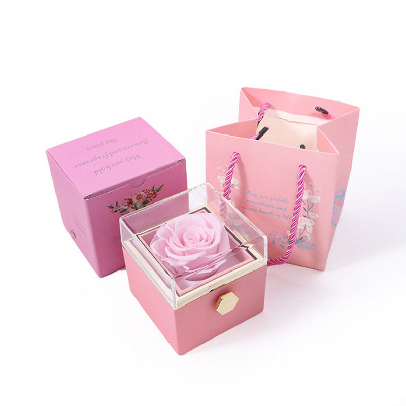 Skanto | [Ideal Gift] Eternal Rose Box - With Engraved Necklace & Artificial Rose