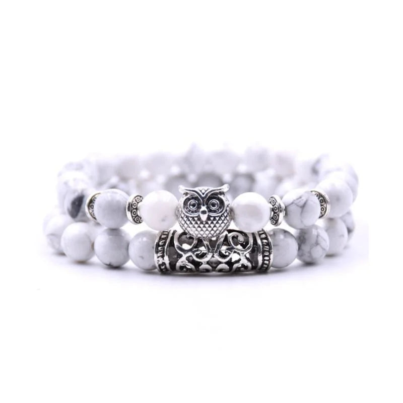 BowLift | Owl Charm Natural Stone Bracelet