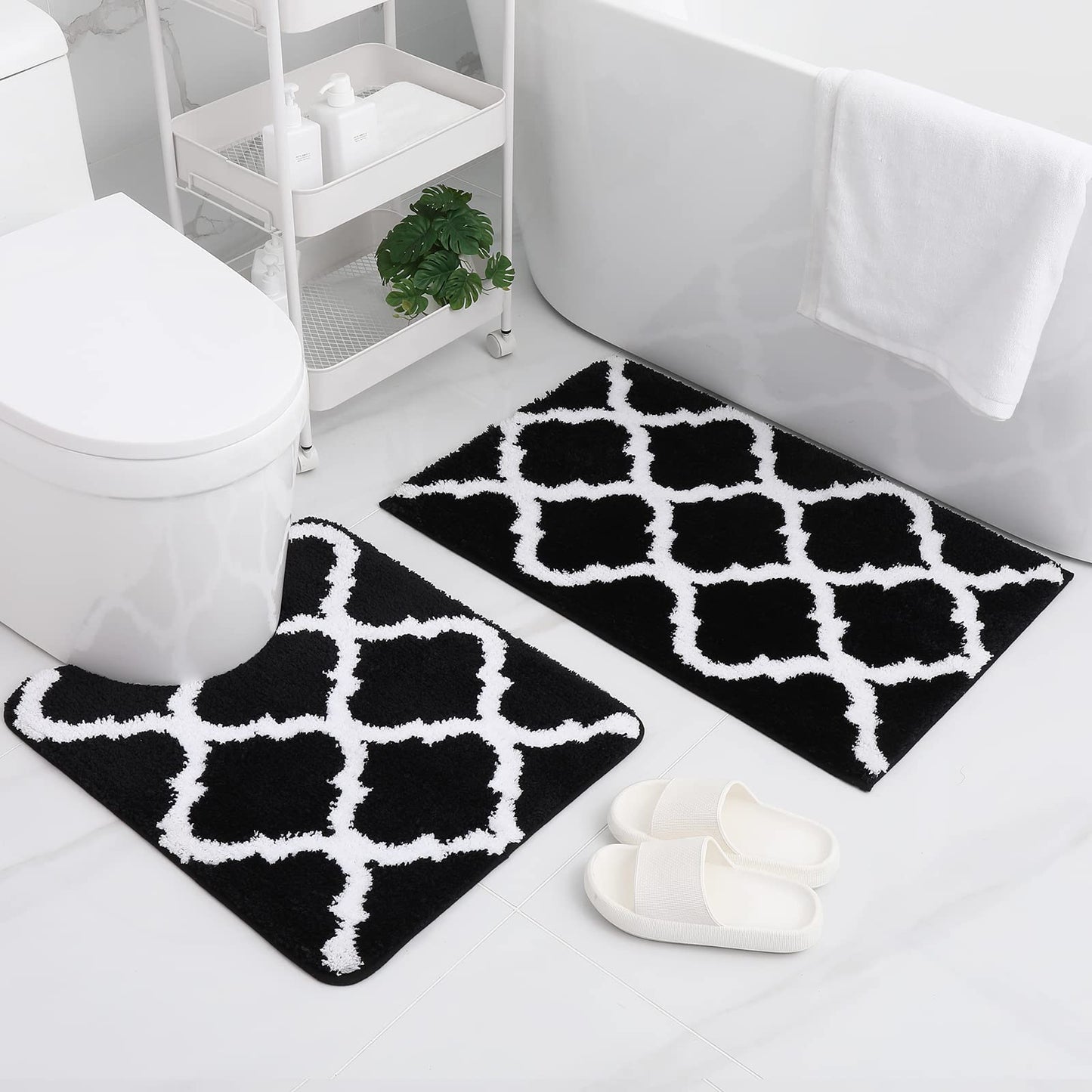 BowLift | Ultra Soft Shaggy Bath Mat Set – 2 Piece Non-Slip Absorbent Rugs