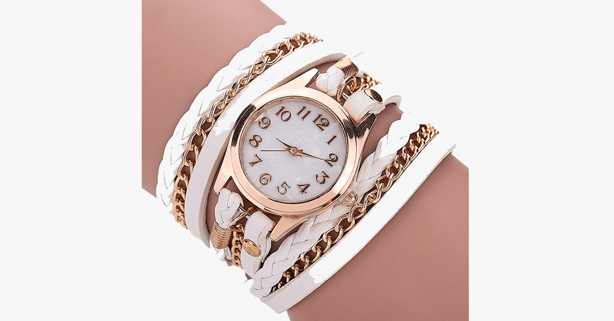 Quartz watch with a golden dial and a striking bracelet – designed to enhance your casual look