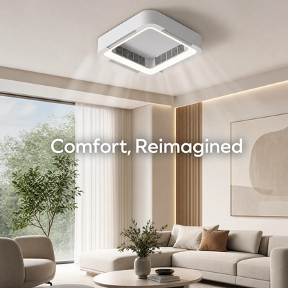 BowLift | Modern Blade-less Ceiling Fan with LED Lighting and Chandelier