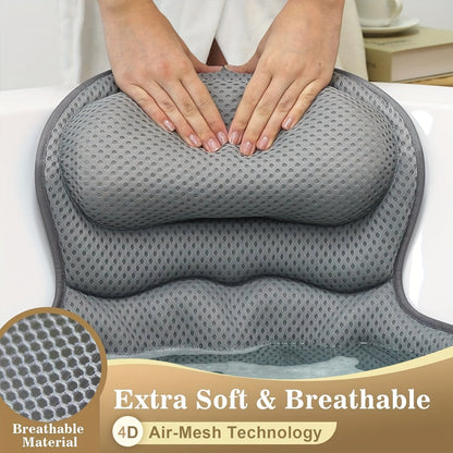 BowLift | LuxieSpa 4D Luxe Bath Pillow - Breathable Pillow with Neck and Back Support for a Relaxing Bath