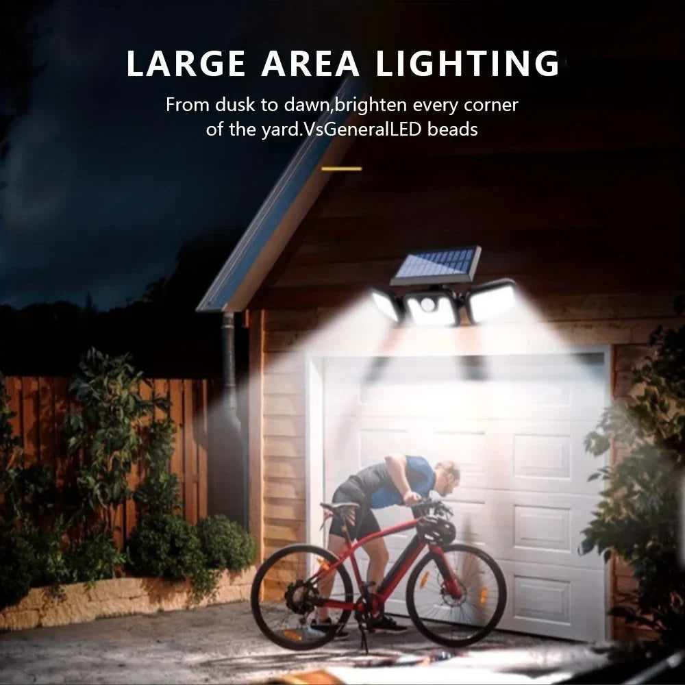 Skanto | Solar LED Floodlight with Motion Sensor – 3-Beam Outdoor Lighting for Garden, Driveway, and Garage