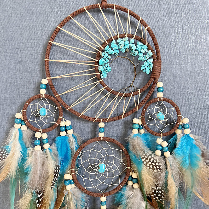 Brehn Turquoise Tree of Life Feather Dreamcatcher