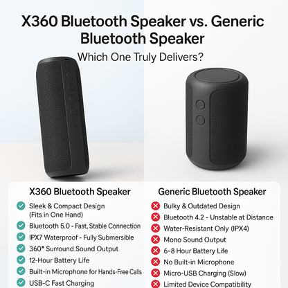 Skanto | Best Waterproof Bluetooth Wireless Speaker x360 Compact Small