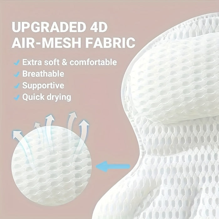 BowLift | LuxieSpa 4D Luxe Bath Pillow - Breathable Pillow with Neck and Back Support for a Relaxing Bath