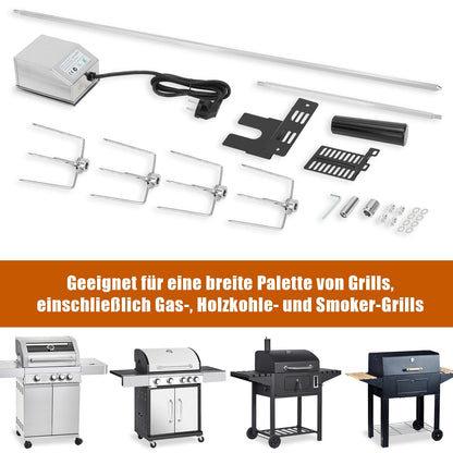 BBQ Rotisserie Spit Stainless Steel Motor 4x Meat Fork | Karnz