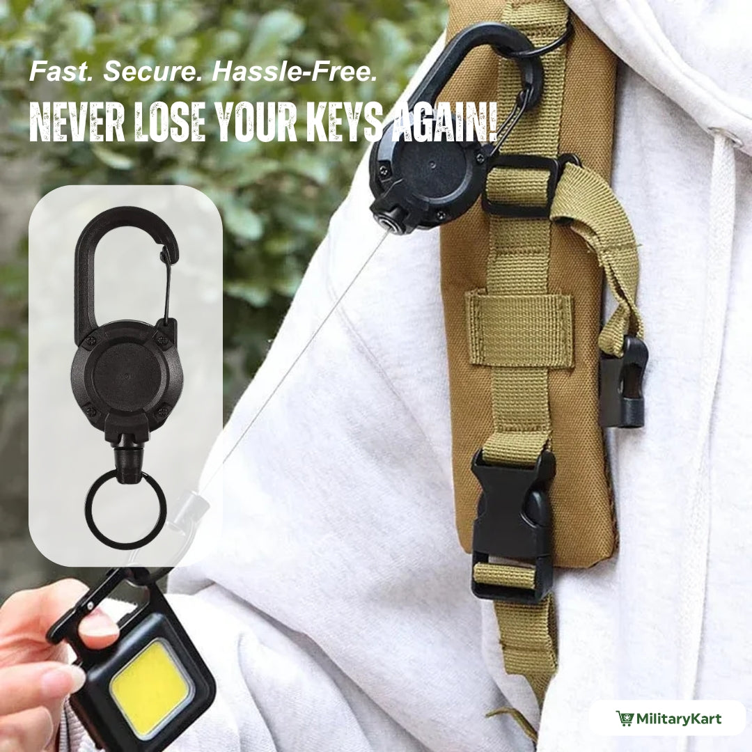 BowLift | Heavy-Duty Tactical Retractable Keychain – Multi-Use Outdoor Carabiner Tool