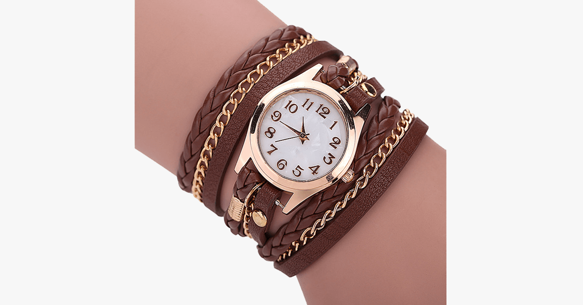 Quartz watch with a golden dial and a striking bracelet – designed to enhance your casual look