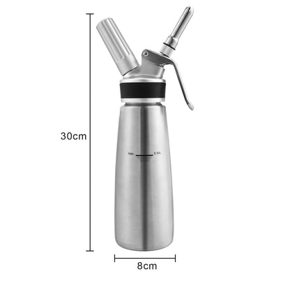 Cream dispenser stainless steel with 3 nozzles 500ml | Karnz