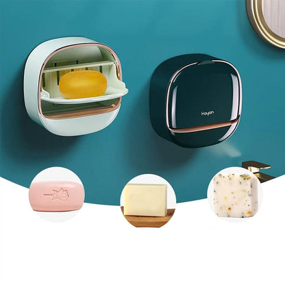 Waterproof soap dish with drain box