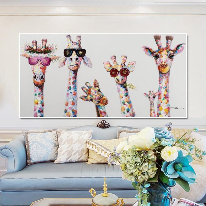 Skanto | Cartoon Giraffe - Canvas Wall Art Painting