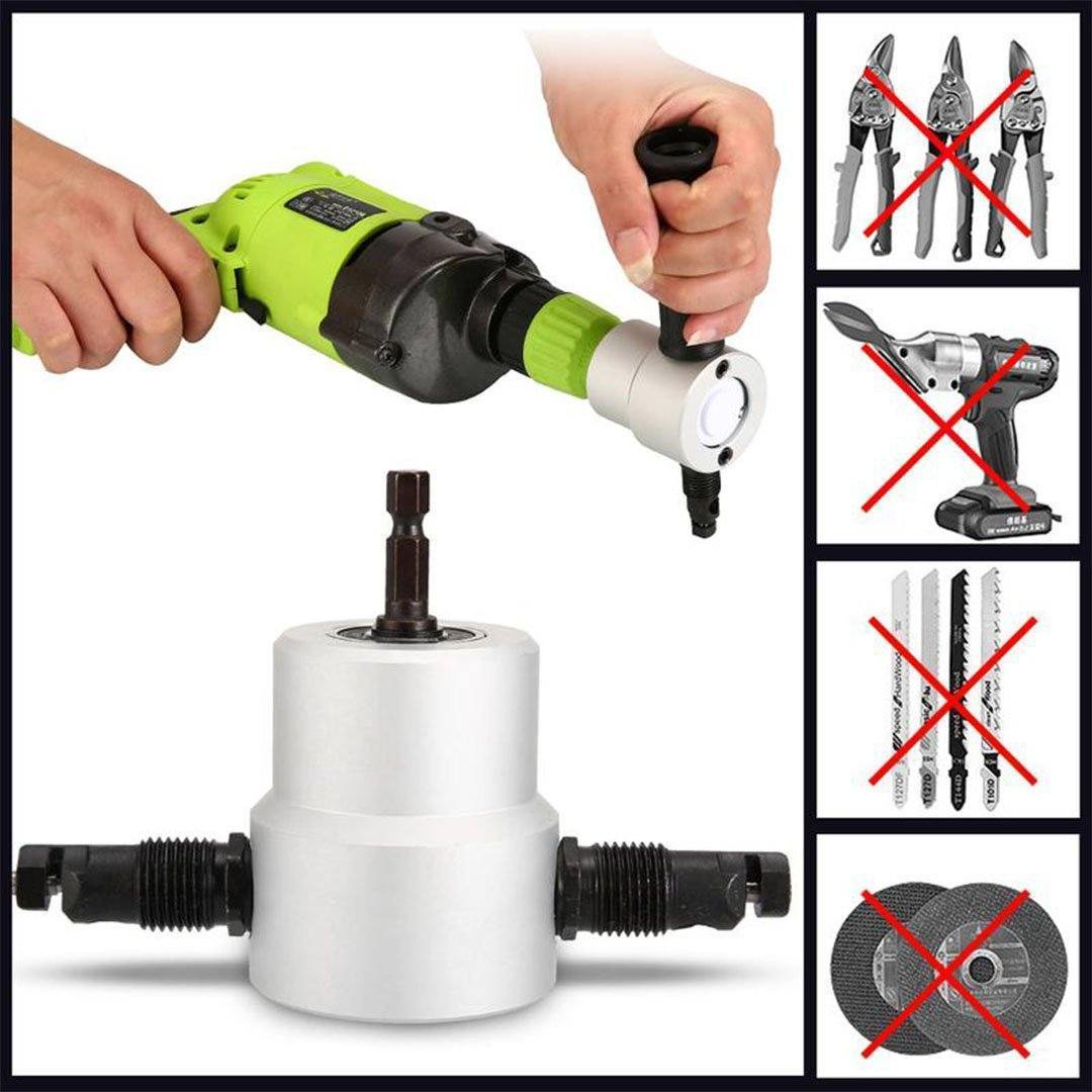 Skanto | Nibbler Cutter Drill Attachment Double Head Metal Sheet