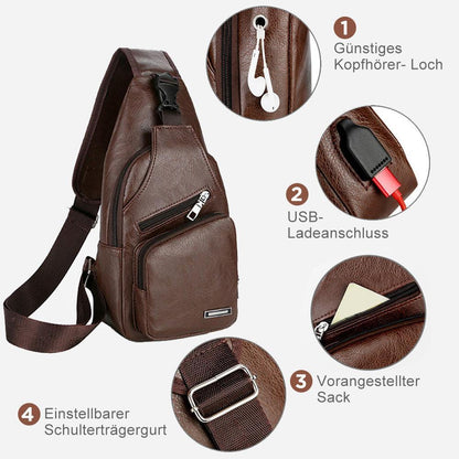 Shoulder bag crossbody bag for men with USB charging port | Bowlift