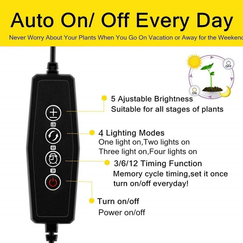 Skanto | Grow Light with 4 Flexible Arms and Dimmer for Indoor Gardens