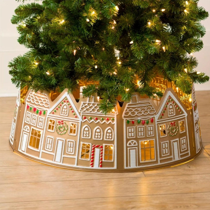 Skanto | LED Christmas Tree Skirt – Gingerbread House Design in PVC