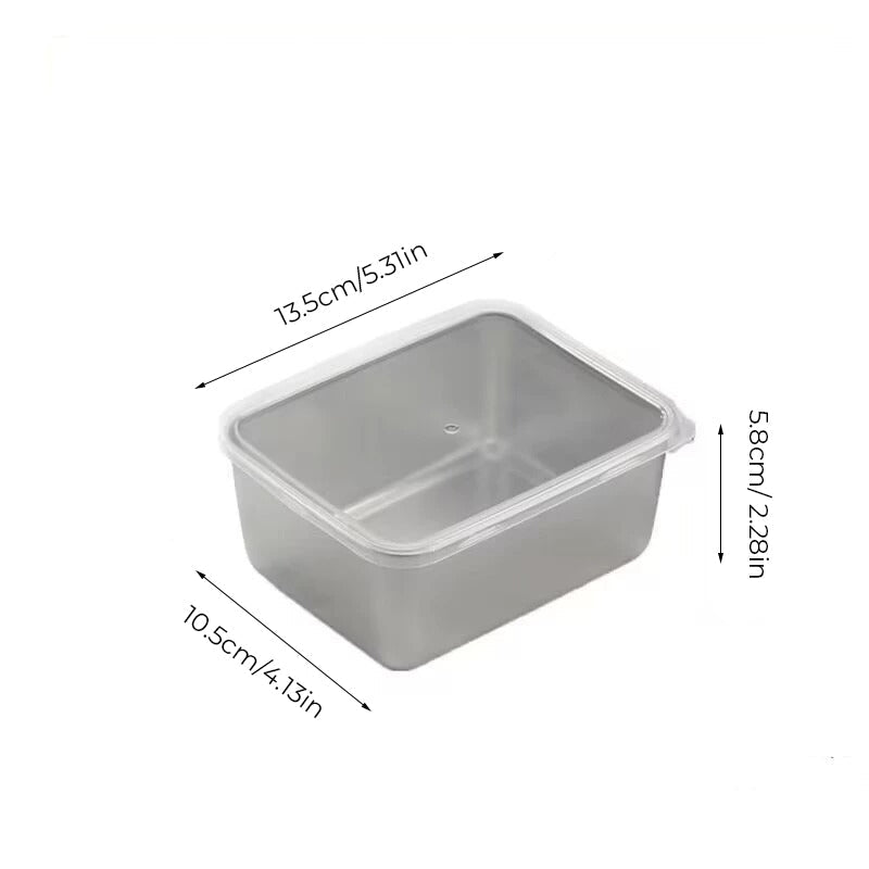 304 Stainless Steel Square Plate with Lid Food Storage Container for Kitchen | Bowlift