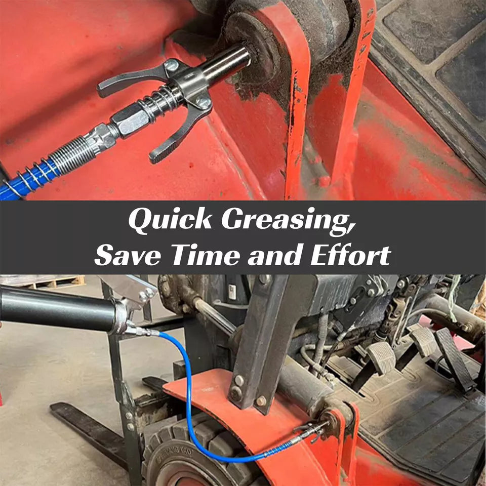 High-Pressure Grease Coupler - Heavy-Duty Fittings Adapter for Grease Guns, Fast Lock and Release Nozzles (Universal Fit) Bowlift