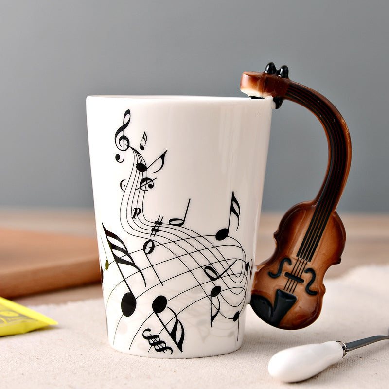 Musicians Ceramic Coffee Mug, Musical Instrument Handle Cup | Bowlift
