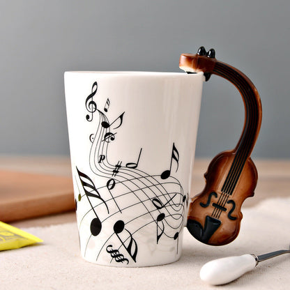 Musicians Ceramic Coffee Mug, Musical Instrument Handle Cup | Bowlift